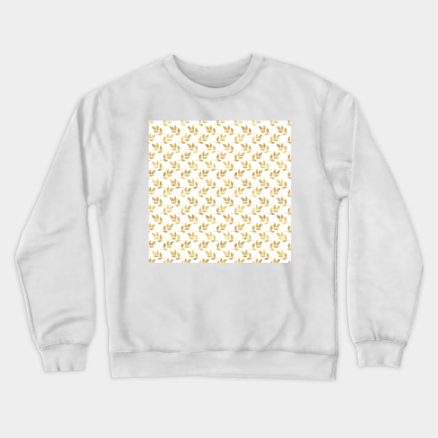 Gold Glitter Foliage White Luxury Design Crewneck Sweatshirt by NdesignTrend